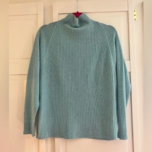 Tahari Cashmere light denim blue cowlneck sweater- longer length